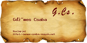Gémes Csaba névjegykártya